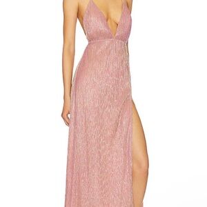 REVOLVE Shimmering Pink Backless Dress